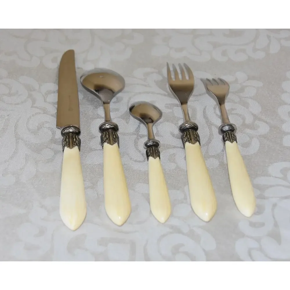 David Orgell 5pc Pearl Handle Stainless Steel Flatware & Cutlery